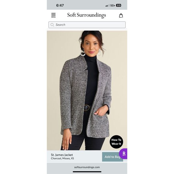 Soft Surroundings St. James Jacket Charcoal Sz 1x - Picture 1 of 13